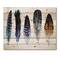 Designart - Colourful Boho Feathers II - Bohemian & Eclectic Print on Natural Pine Wood